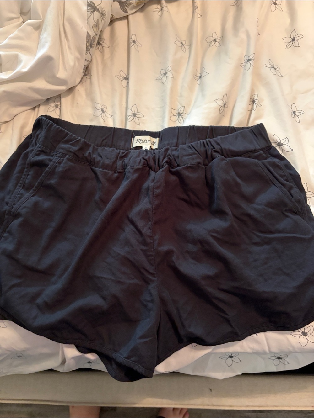 Madewell Dark Navy Elastic-Waist Athletic Shorts